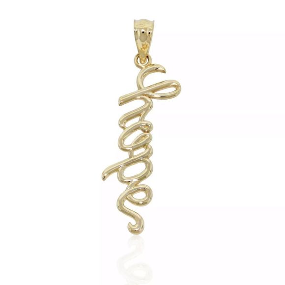 Gold Vertical "Hope" Charm - 10 Karat Solid Gold - Picture 1 of 2